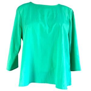 Womens Top Size Medium Teal Professional Flowy Back Button Office Siren Everyday